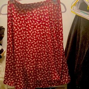 Flower print elastic waist band skirt